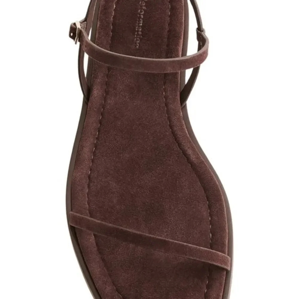 Reformation Chocolate Suede Lake Flat Sandals Size 9
